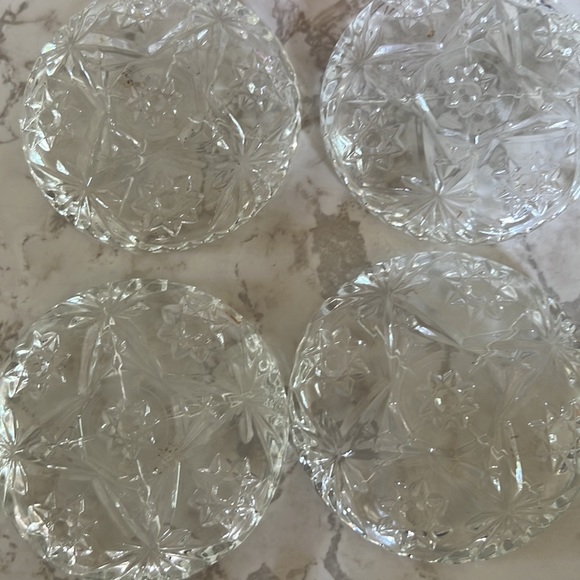 Vintage Glass Coasters - Set 4 Crystal Clear - Depression Glass Star - Picture 9 of 15